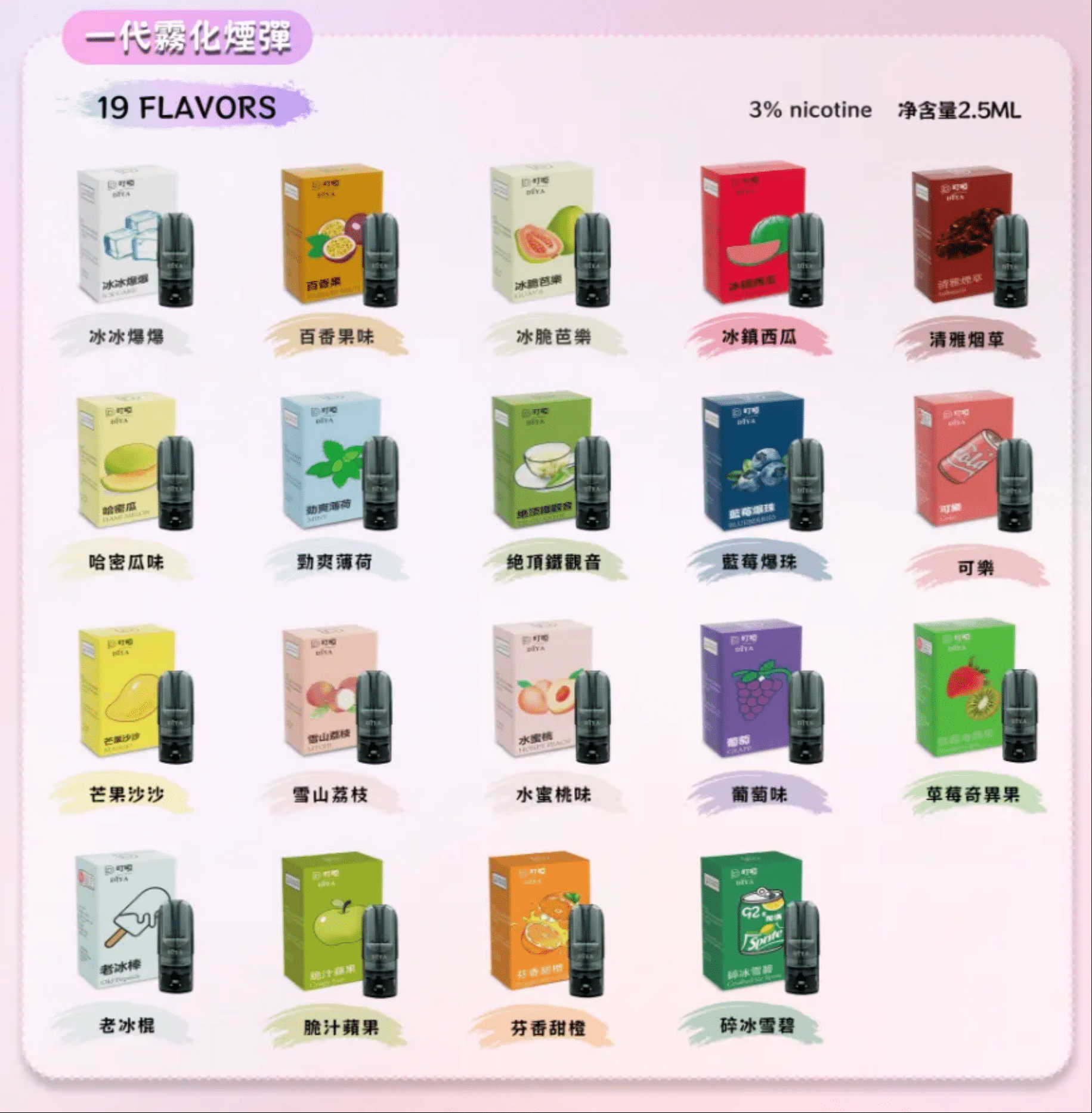 DIYA 叮啞煙彈｜三入裝｜適配一代主機｜2.5ml大容量煙油｜原裝正品保障